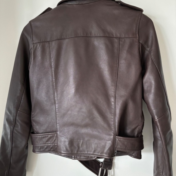 All Saints Balfern brown/burgundy leather moto - Picture 6 of 9